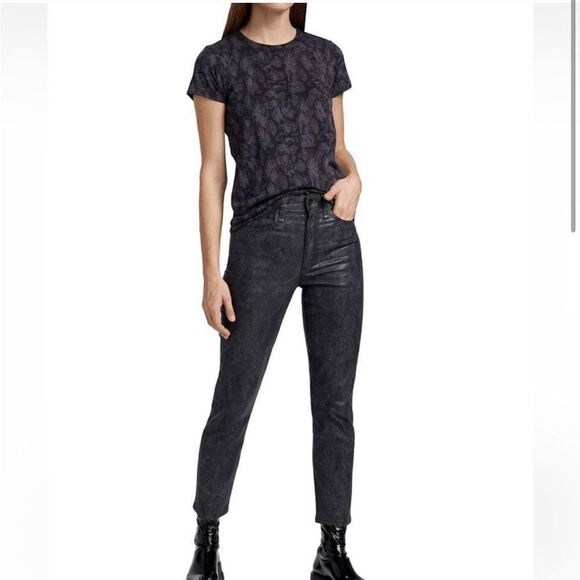 Rag & Bone womens Nina Coated Cigarette Jeans 31 Snake Foil High Rise 31x26 $255 - Picture 1 of 12